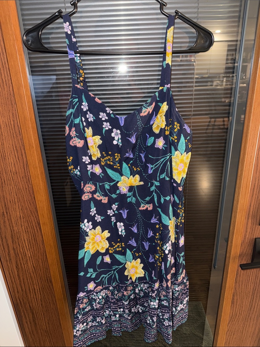Old Navy Navy Floral Maxi Dress with Yellow, Teal & Pink Accents